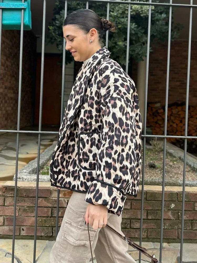 Y2K TRAF Leopard Print Coat