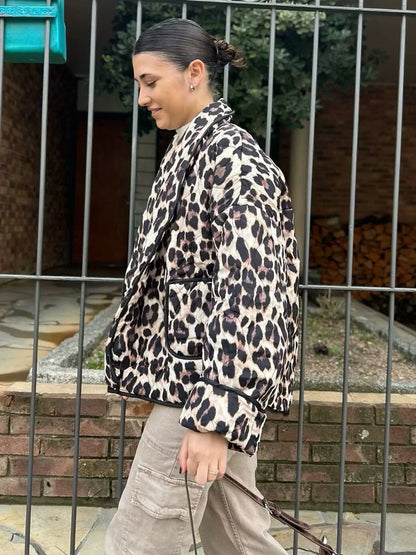 Y2K TRAF Leopard Print Coat