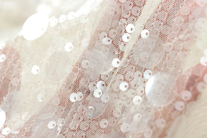 Elegant White Sequins Cardigan Coat