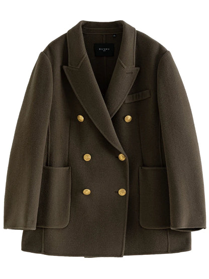 DUSHU Vintage Style Woolen Coat