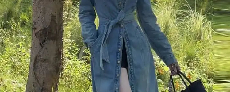 Retro Denim Long Coat