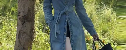 Retro Denim Long Coat