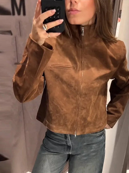 Street Suede Leather Bomber Jacket
