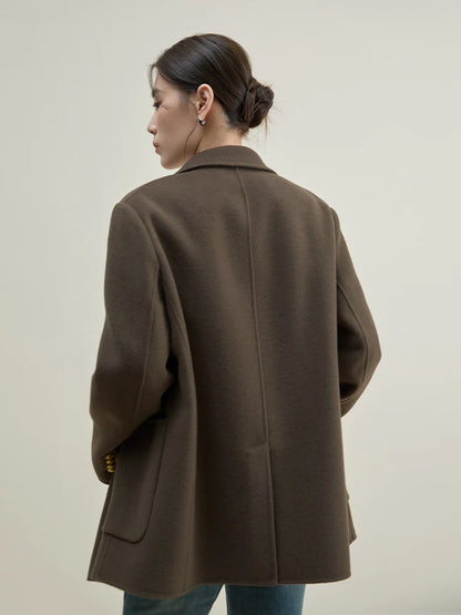 DUSHU Vintage Style Woolen Coat