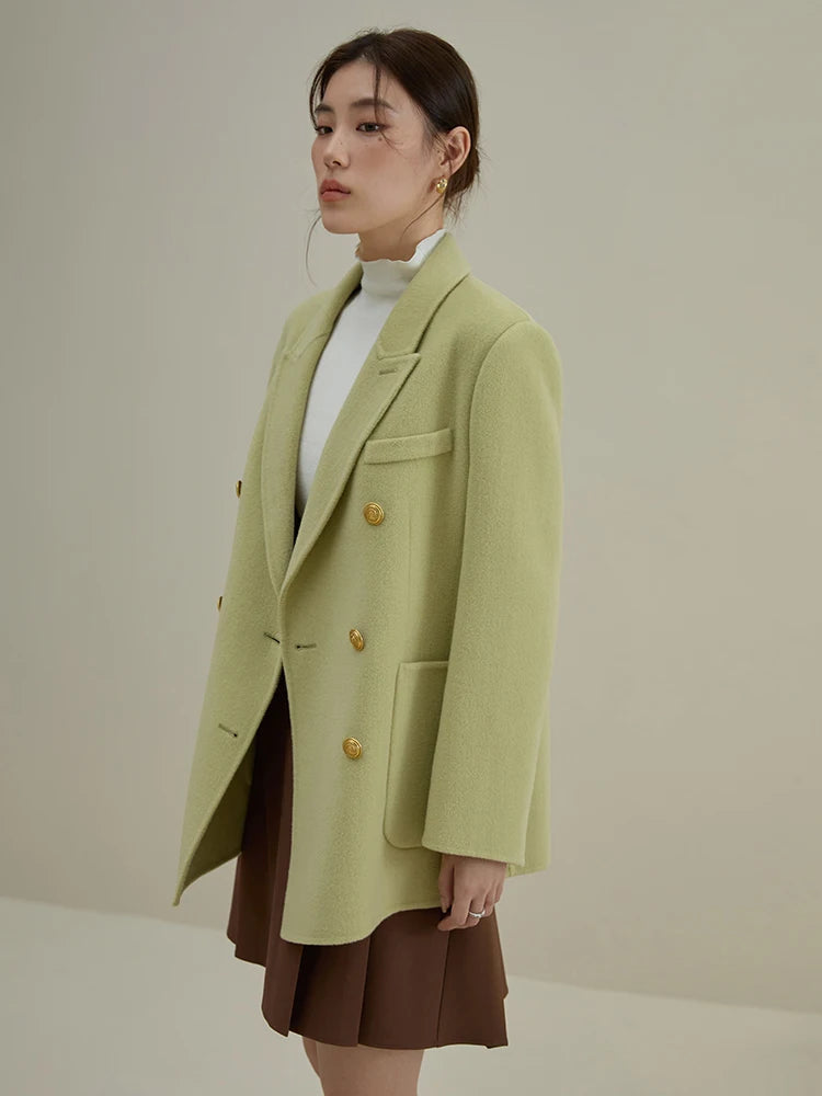 DUSHU Vintage Style Woolen Coat