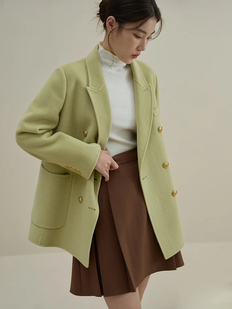 DUSHU Vintage Style Woolen Coat