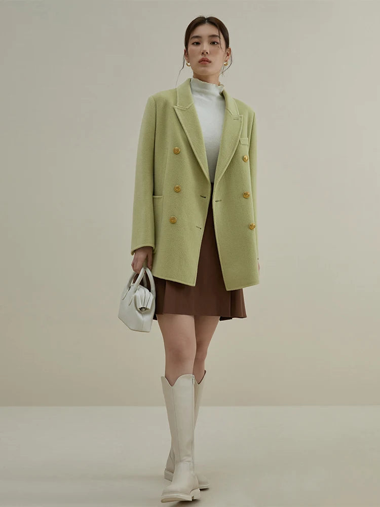 DUSHU Vintage Style Woolen Coat