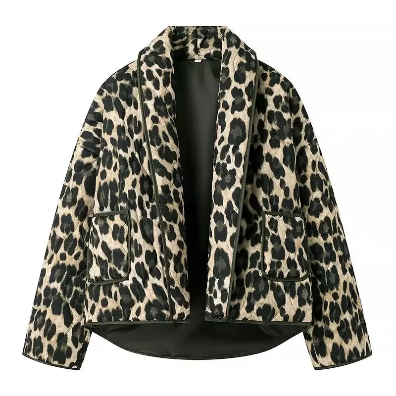 Y2K TRAF Leopard Print Coat