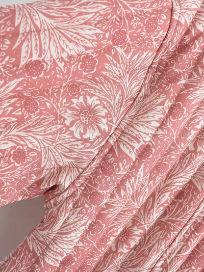 Light Pink Flower Print Lapel Quilted Coat