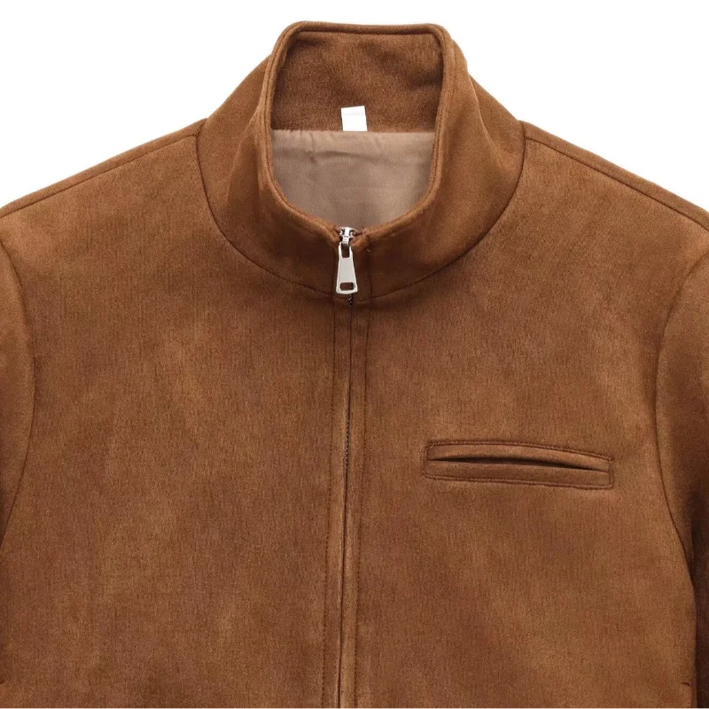 Street Suede Leather Bomber Jacket