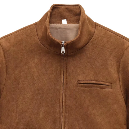 Street Suede Leather Bomber Jacket