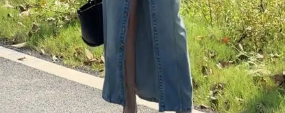 Retro Denim Long Coat