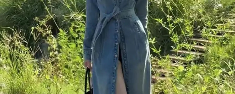 Retro Denim Long Coat