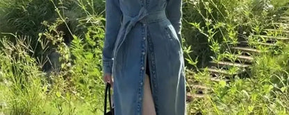 Retro Denim Long Coat