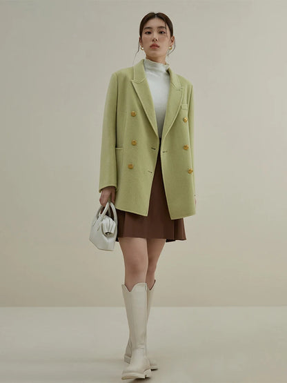 DUSHU Vintage Style Woolen Coat