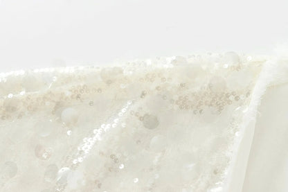 Elegant White Sequins Cardigan Coat