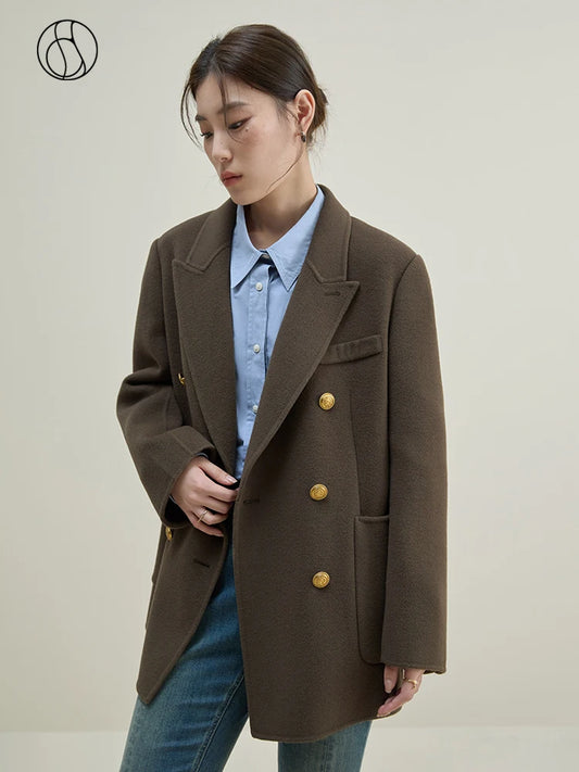 DUSHU Vintage Style Woolen Coat