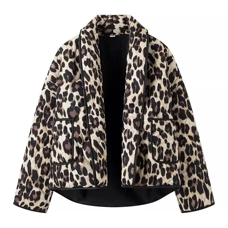 Y2K TRAF Leopard Print Coat