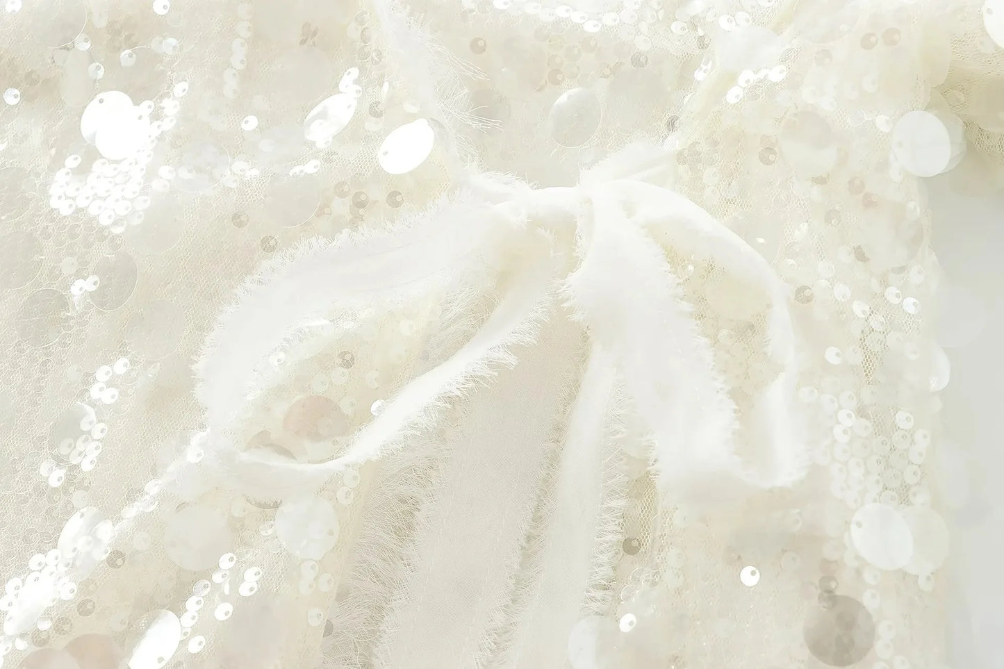 Elegant White Sequins Cardigan Coat