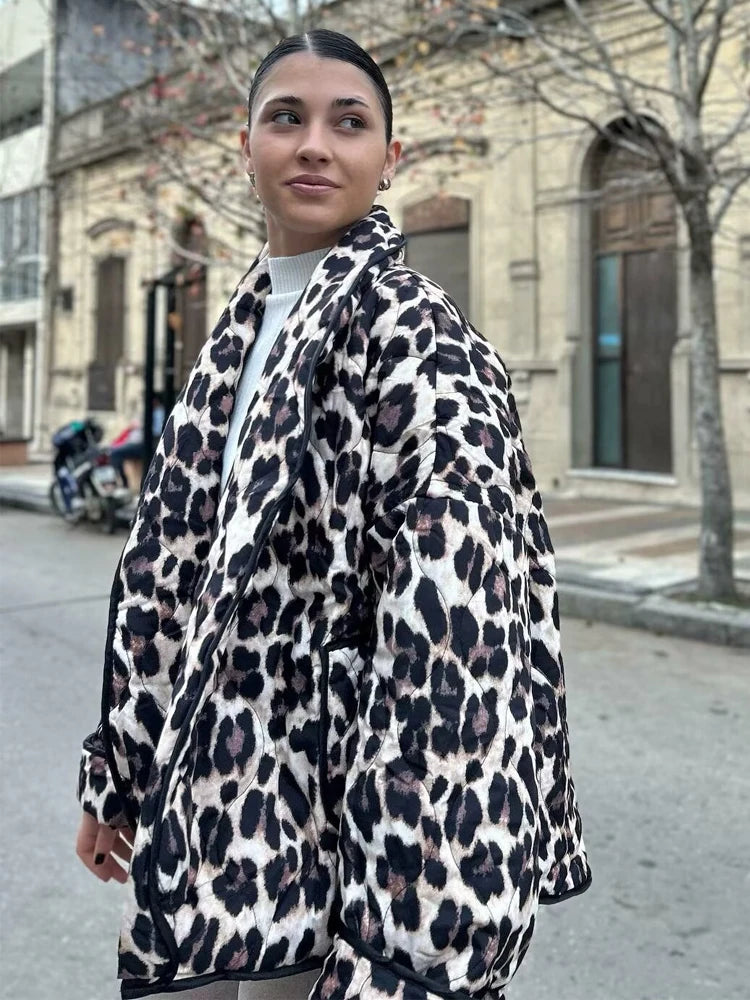 Y2K TRAF Leopard Print Coat