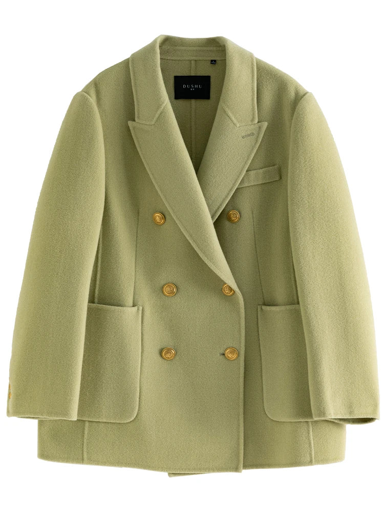 DUSHU Vintage Style Woolen Coat