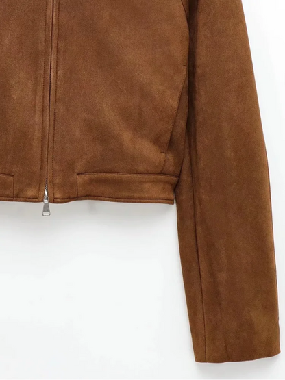 Street Suede Leather Bomber Jacket