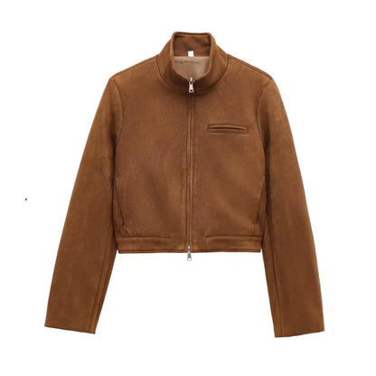 Street Suede Leather Bomber Jacket