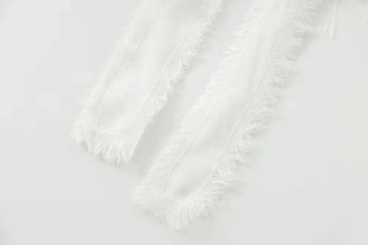 Elegant White Sequins Cardigan Coat