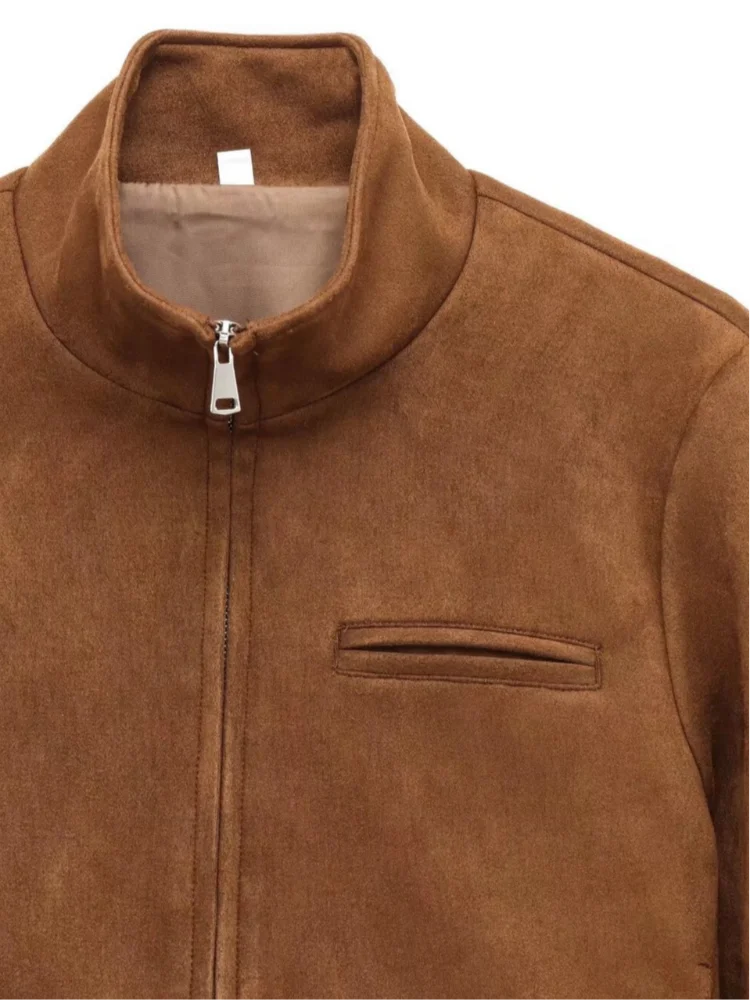 Street Suede Leather Bomber Jacket