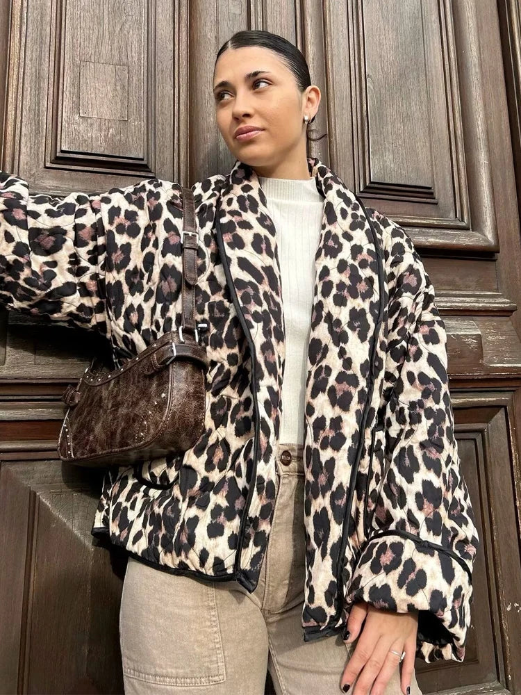 Y2K TRAF Leopard Print Coat