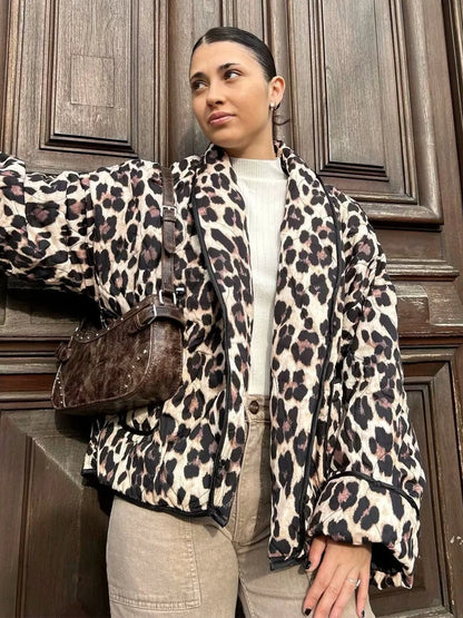 Y2K TRAF Leopard Print Coat