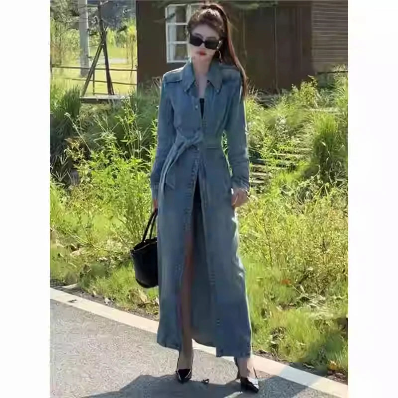 Retro Denim Long Coat