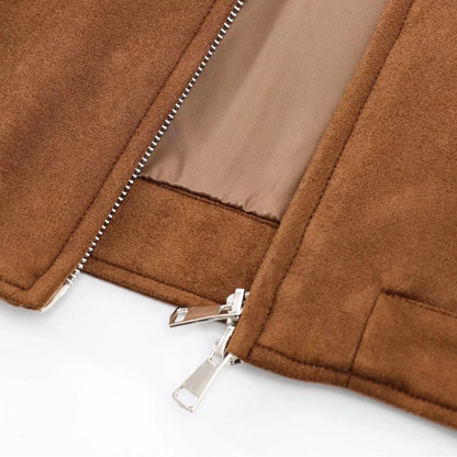 Street Suede Leather Bomber Jacket