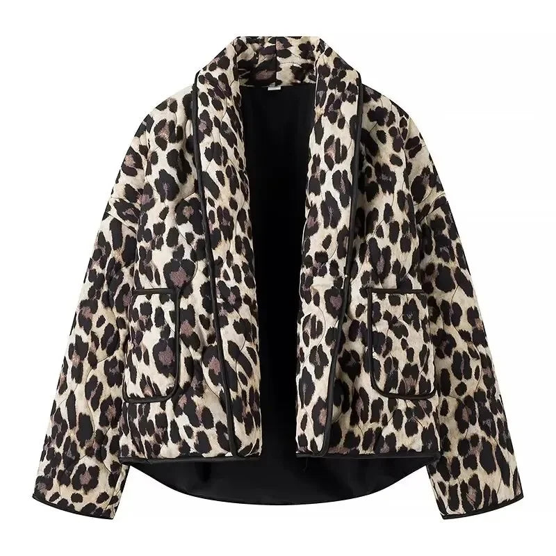 Y2K TRAF Leopard Print Coat