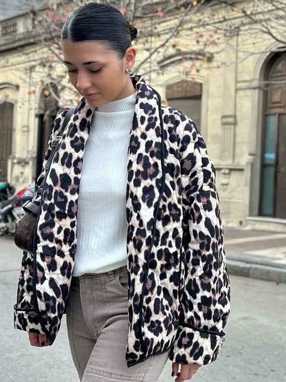 Y2K TRAF Leopard Print Coat